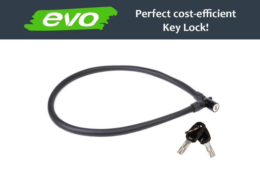 Evo Black Lock It Cable Bicycle Lock 32" w/ 2 Keys