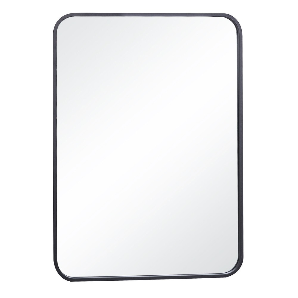 30in Black Metal Frame Wall Mirror for Bathroom Rectangular Vanity Mirror Decor