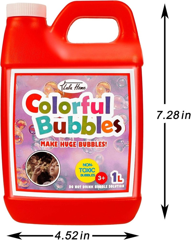 1L Concentrated Bubble Solution Refill for Endless Fun & 2.5 Gallons of Bubbles