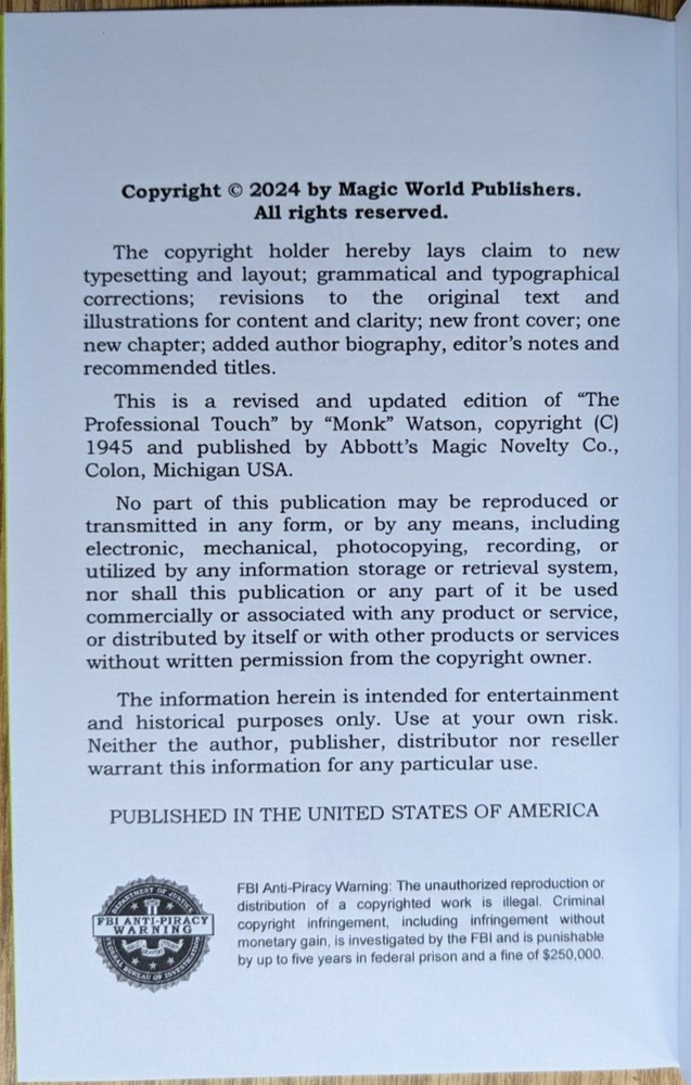 The Professional Touch by Donald "Monk" Watson