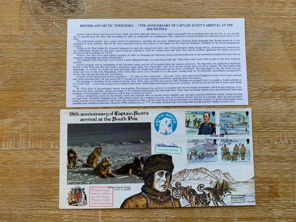 BAT BRITISH ANTARCTIC 1987 FDC SCOTT ARRIVAL LTD ED COURIER SIGNED CONCORDE 15