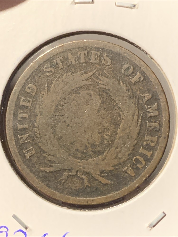 1865 Two Cent Piece 2C Post Civil War Date US Coin