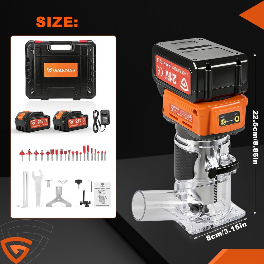 Cordless Multi-function Router NEW 30000 Rpm with 20 Bits Upgraded 21V