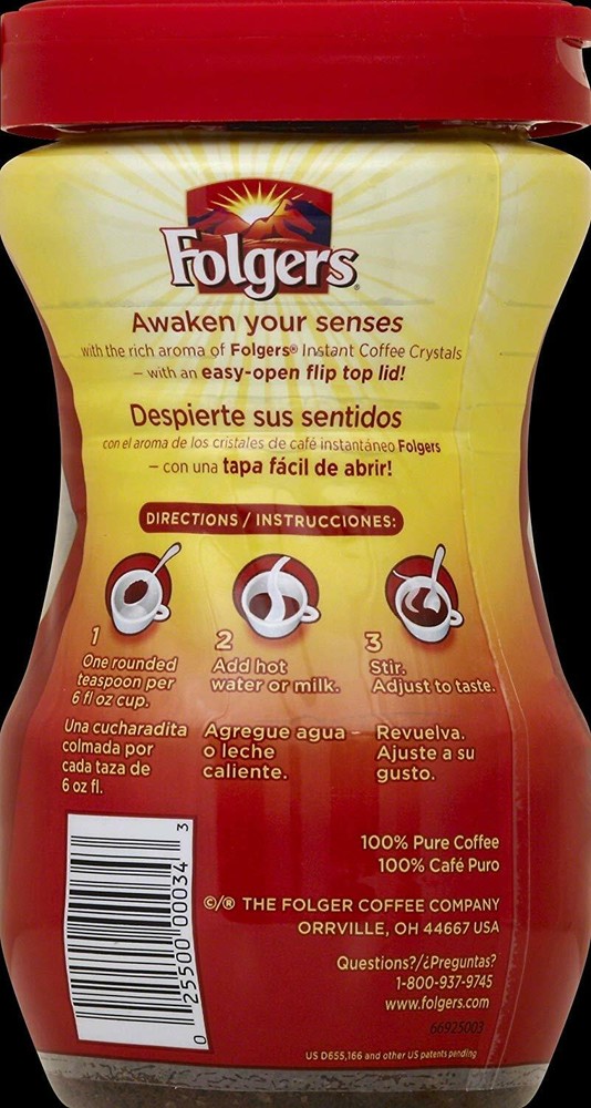 Folgers Instant Coffee Crystals, Classic Roast