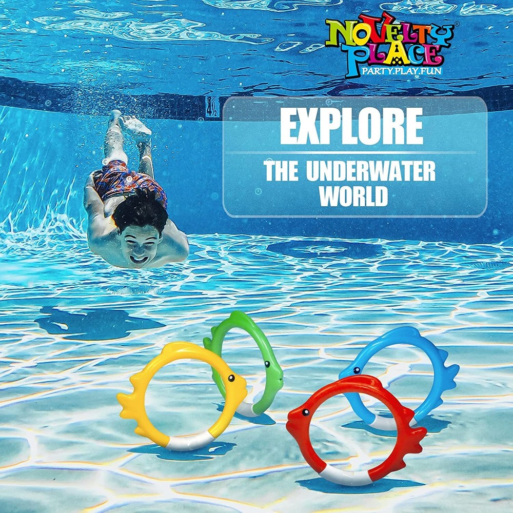 4Pcs Fish Shape Diving Ring Set Underwater Swimming Pool Play Accessories