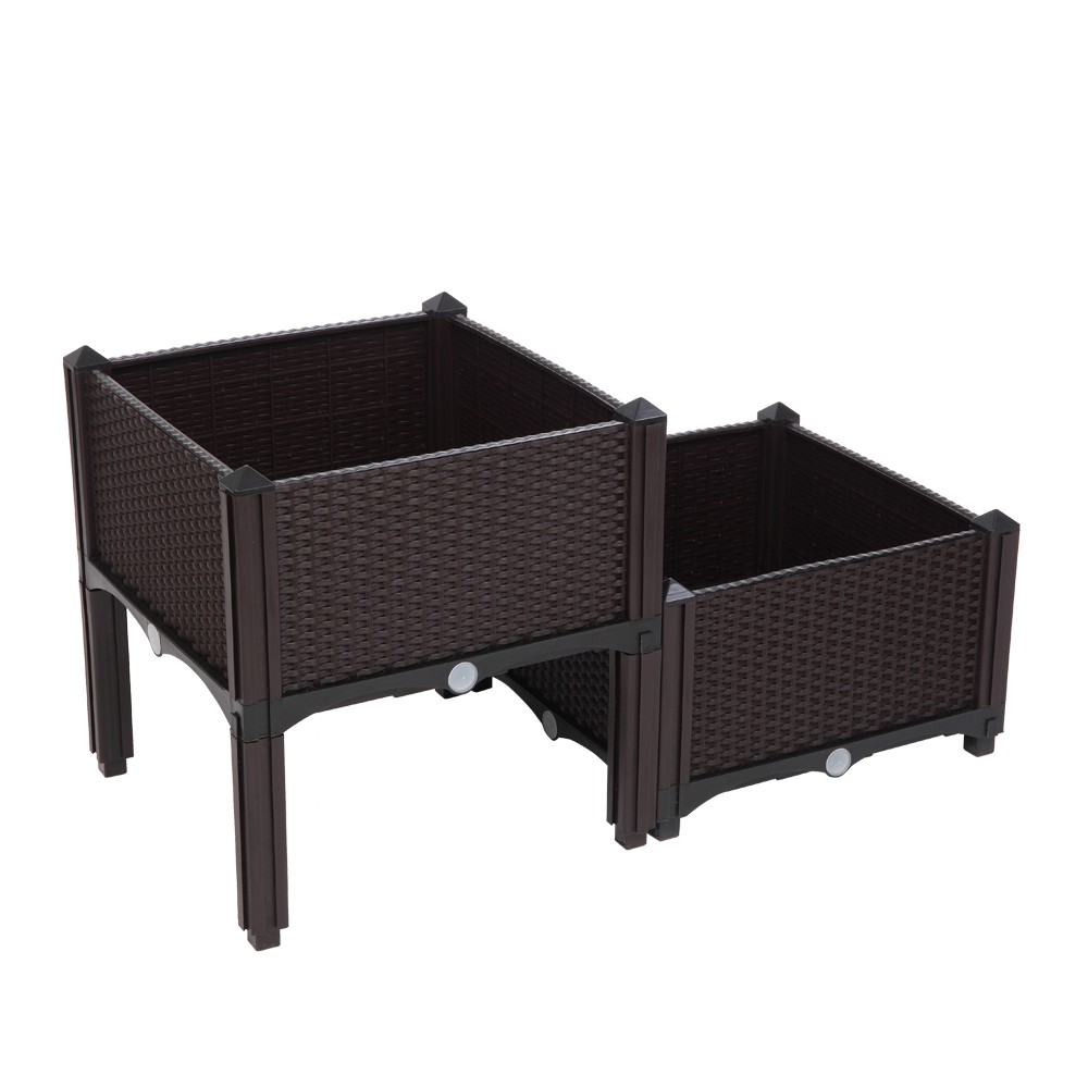 2pcs Free Splicing Injection Planting Box Brown