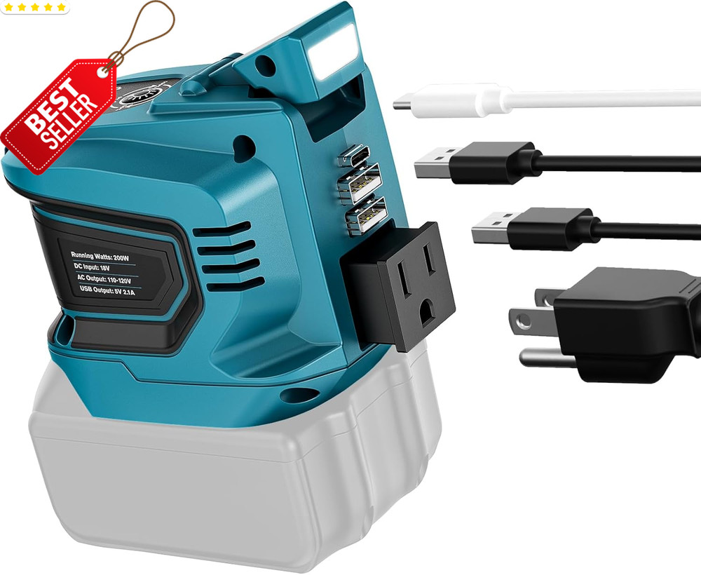 200W Power Inverter for Makita 18V Battery DC to AC 110V Outlet USB Ports - US