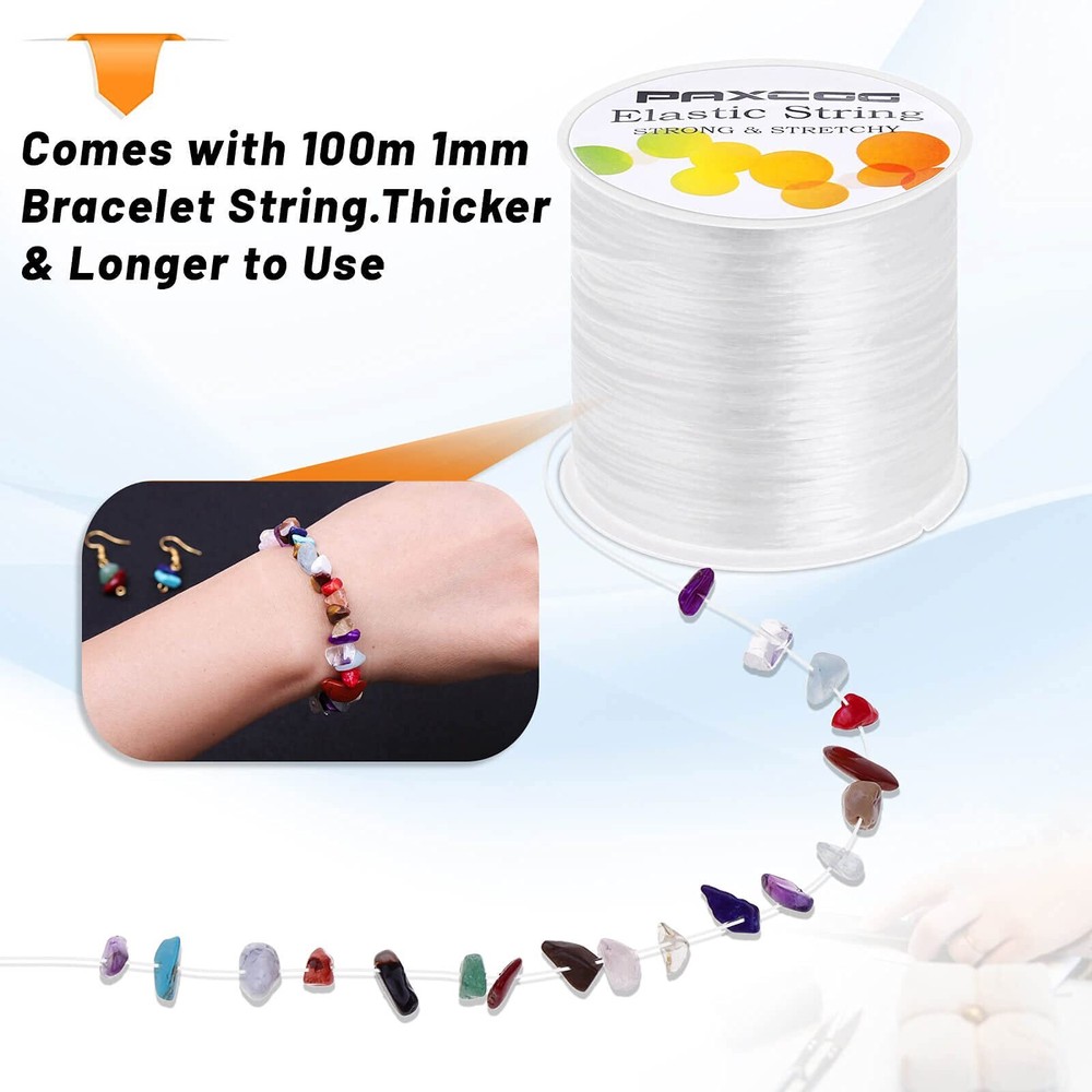 1mm Elastic Bracelet String 328Ft Stretchy Bracelet String for Jewelry Making