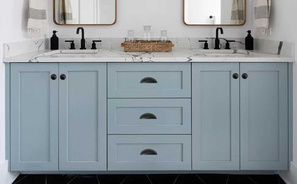 10 Pack 3" Drawer Pulls Matte Black Cabinet Cup Pulls Kitchen Hardware Cabine...