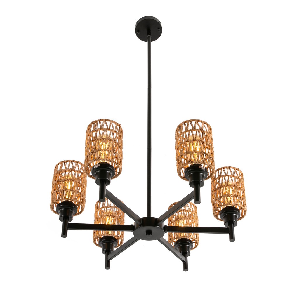 24.8" 6-light Rustic Retro Ceiling Light Ceiling Mount Lamp Dimmable Chandeliers