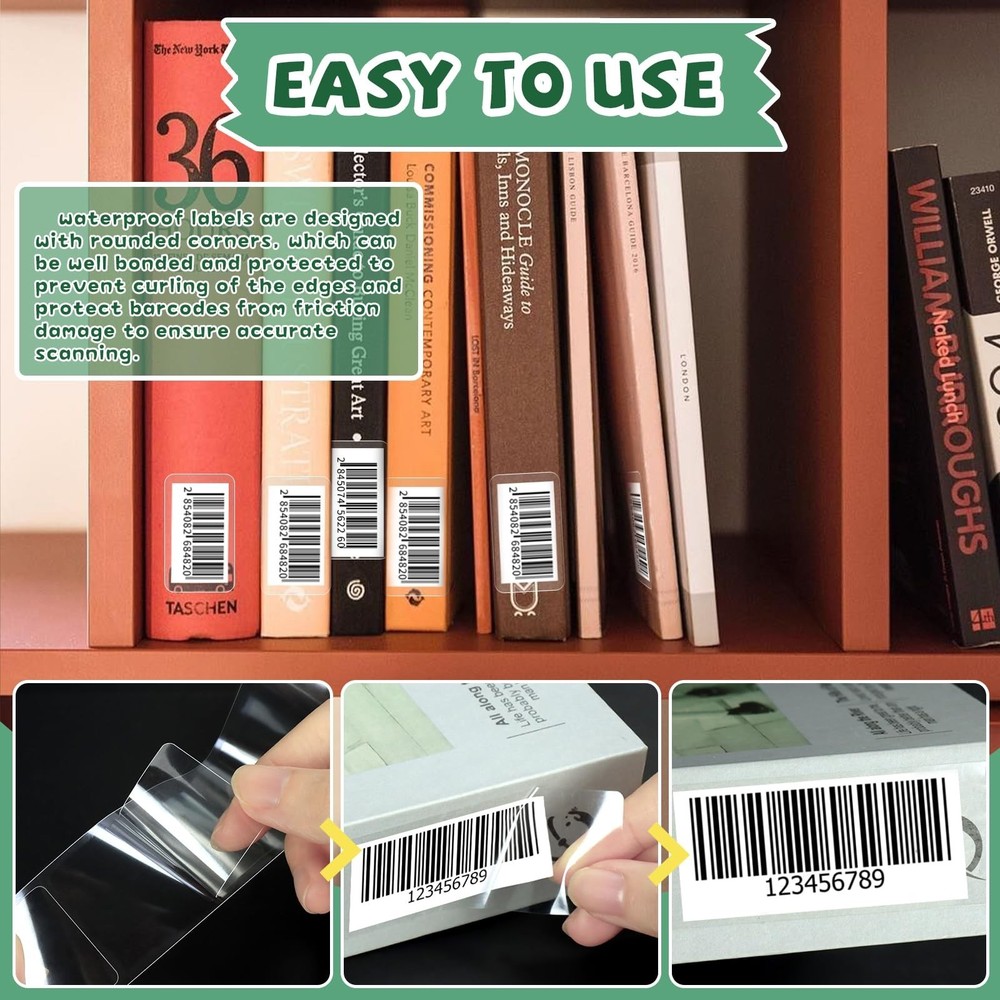 1000 Pieces Clear Labels Protector, Clear Stickers for Protecting Barcodes, N...