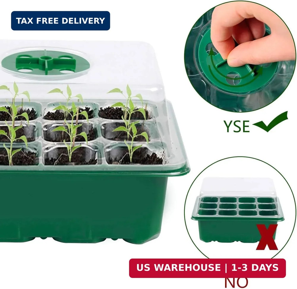 Seed Starter Tray, 6 Set Seedling Kits with Adjustable Humidity Dome, Plant Star