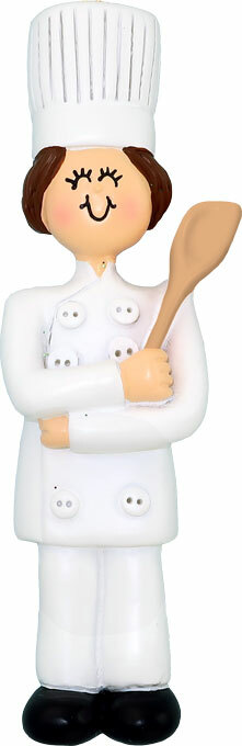 Chef Female, Brown Personalized Christmas Ornament