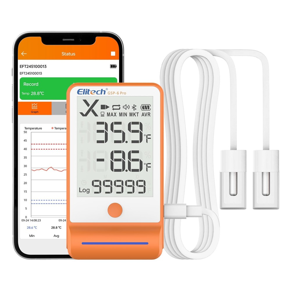 Bluetooth Thermometer Data Logger Temperature for Refrigerator with Shadow Da...