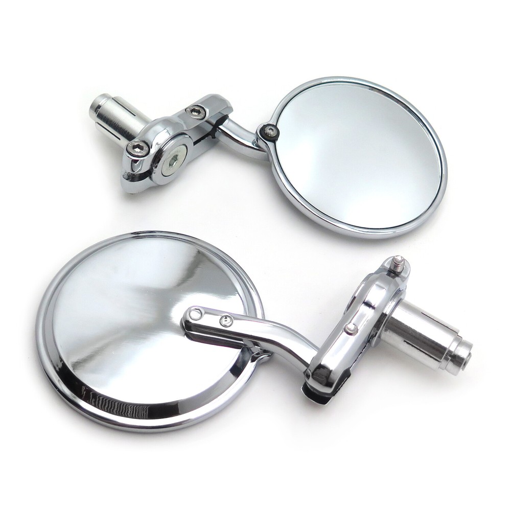 Chrome Foldable Universal Motorcycle Round 1" 25 mm Handle Bar End Side Mirrors