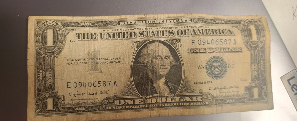 $1 1957A SILVER CERTIFICATE E 09406587 A