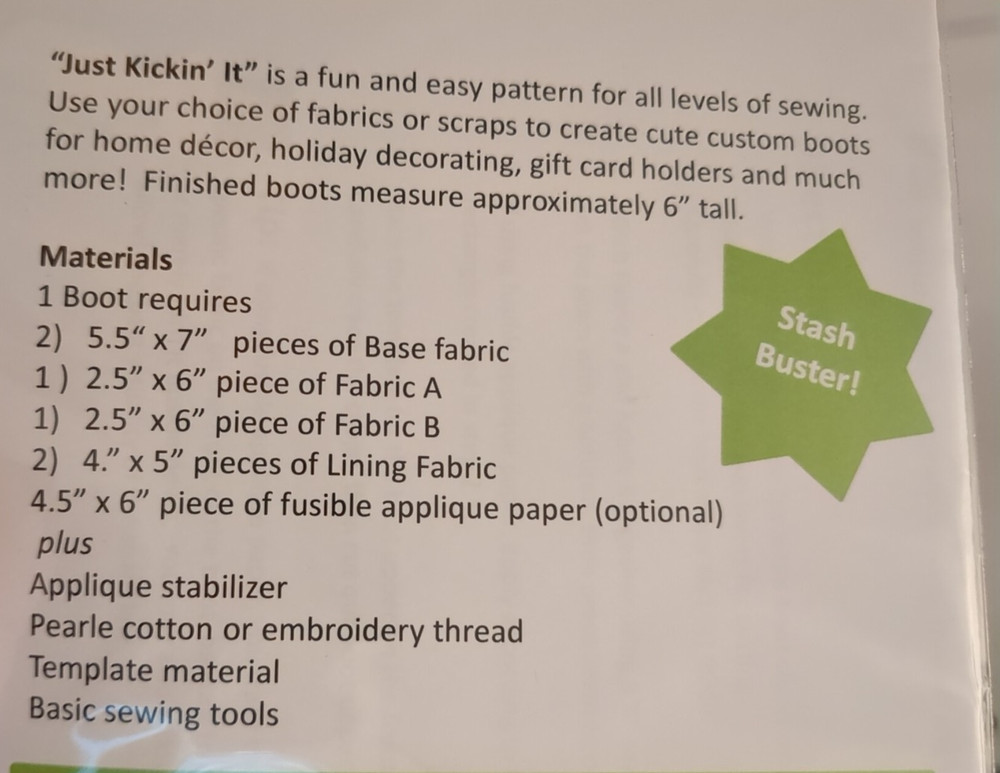GLENDA WILDER DESIGNS - Quilt PATTERN - JUST KICKIN' IT - Mini Boot Pattern