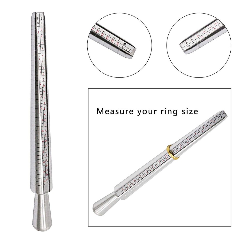 HEYMOUS Ring Sizer Mandrel Measuring Tool Steel Sizing Gauge Sizers Set...