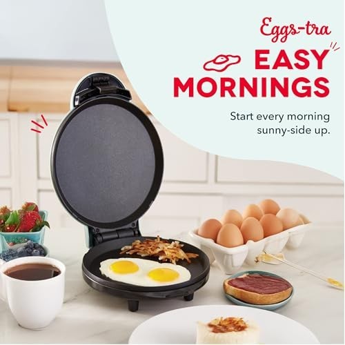 Round Electric Pancake Maker & Egg Griddle - Nonstick Breakfast System - Quick H