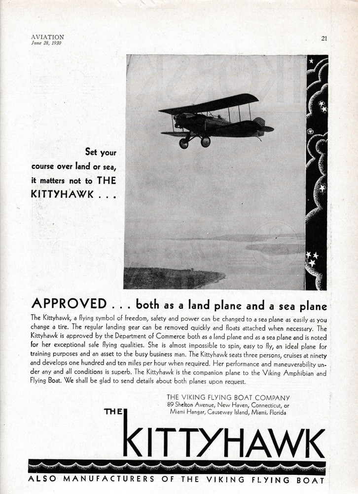 1930 Kittyhawk Aircraft Ad 7/13/2025c