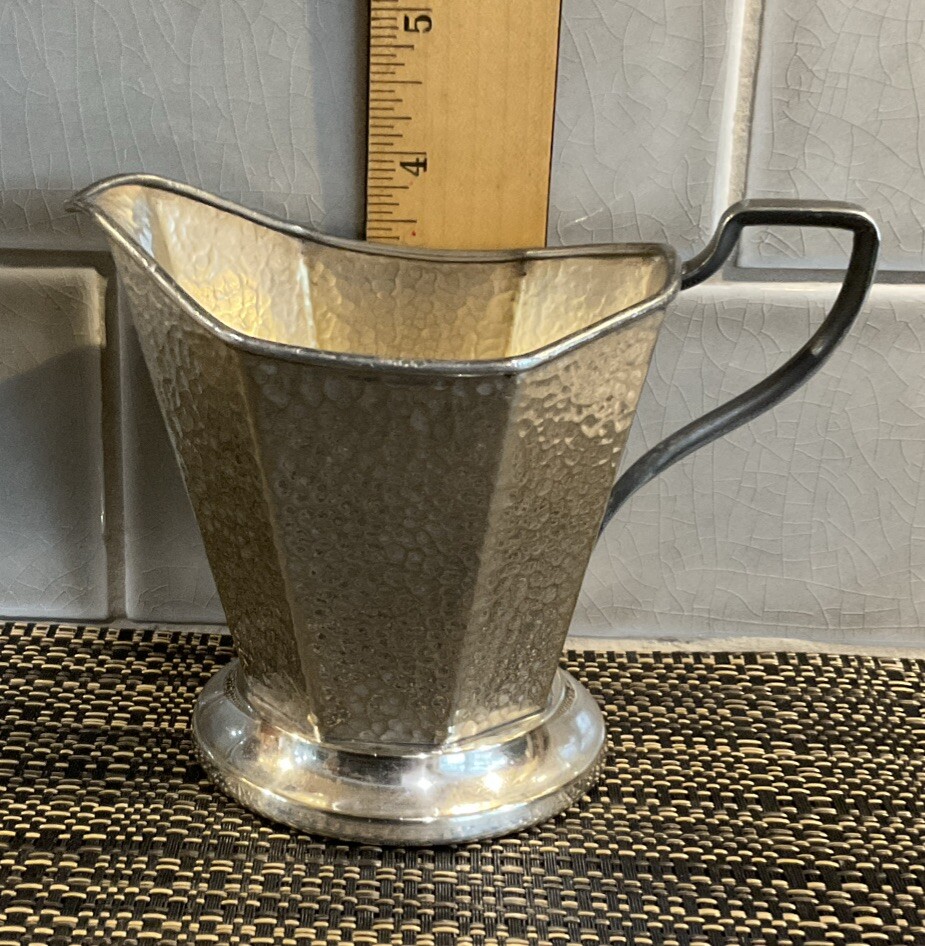 Silvercraft E.P.N.S Cream/Syrup Pitcher Colonial Rustic Hammered 4in.
