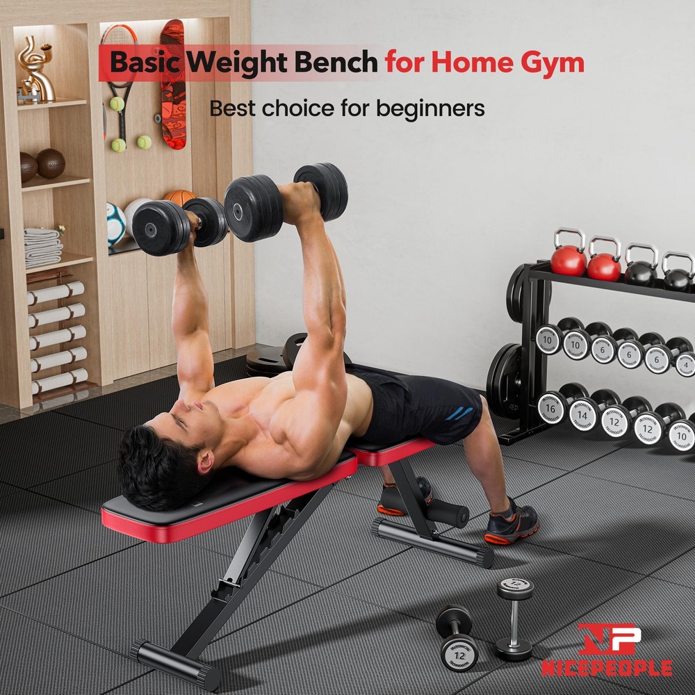 Basic Home Gym Weight Bench 8-Position Backrest 660LBS Capacity Foldable