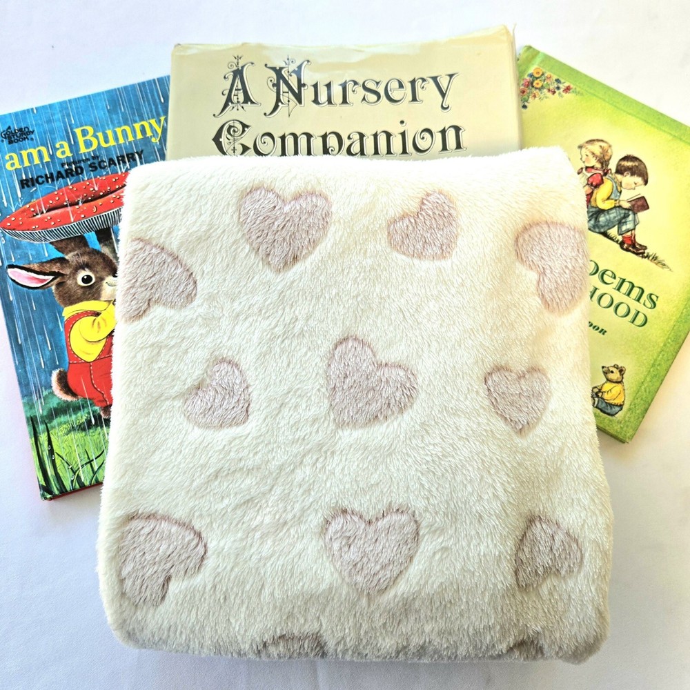Blankets & Beyond Blanket Lovely Pink White Embossed Heart Microfleece Security
