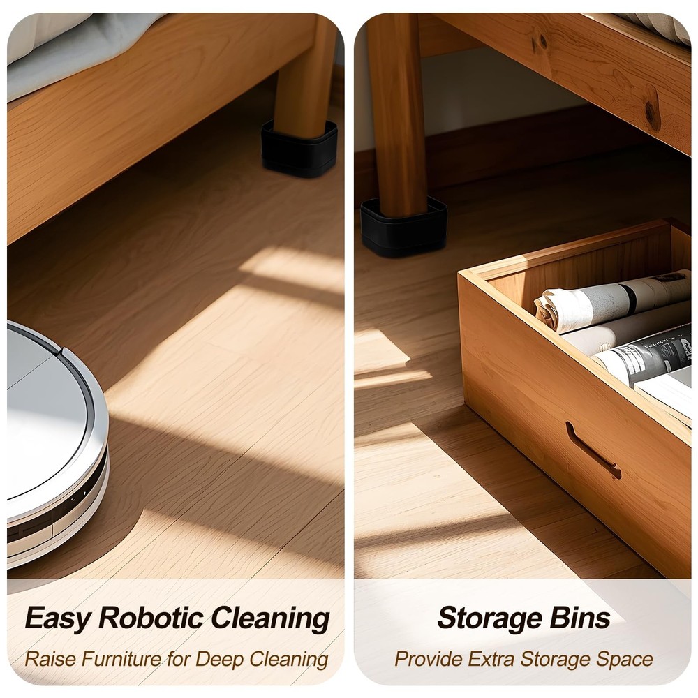 12 Pack Furniture Risers, Adjustable Bed Risers Heavy Duty Stackable Bed Rais...