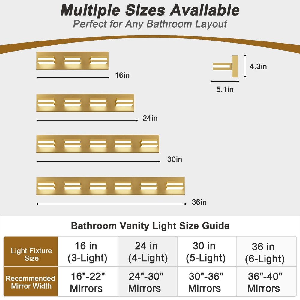 IZORRO 24In LED Bathroom Vanity Light Dimmable 4-Light