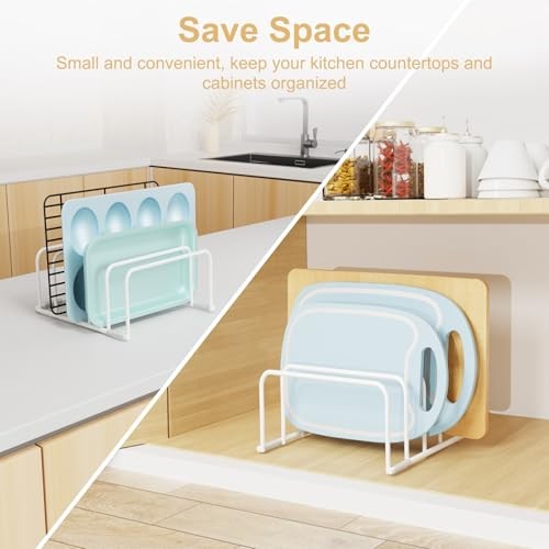 Cutting Board Organizer and Baking Sheet Rack, [2-Pack] White Heavy 2Pcs, White