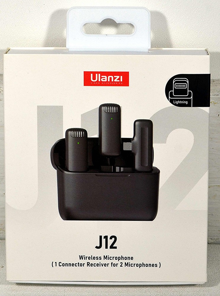 Ulanzi J12 Wireless Lavalier Microphone System for iPhone iPad Lightning 2 Mics