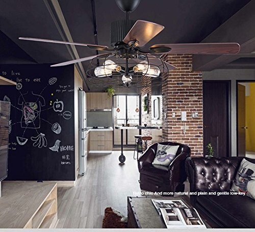 52Inch Industrial Ceiling Fan with Light Kit Dimmable
