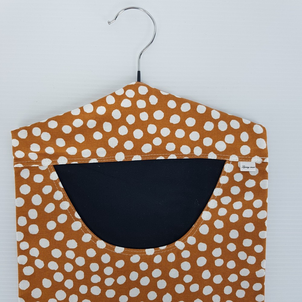 Peg Bag Handmade Mustard & White Spotted Lined Laundry Clothes Peg Holder