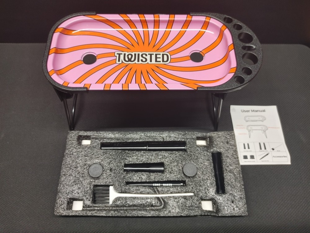 Twisted Rolling Tray with Cone Loader Foldable Stand Pre Roll Machine New!