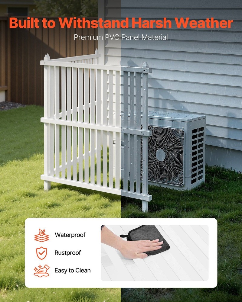 2-Panel Vinyl Privacy Screen 36x45in, Galv Stakes
