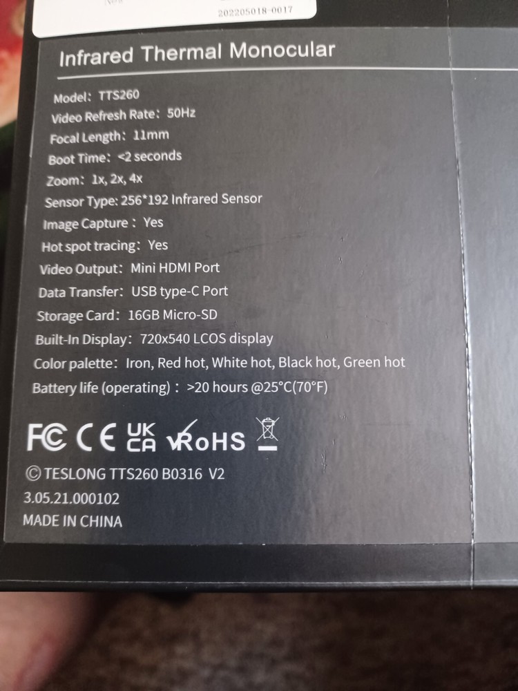 teslong infrared thermal monocular TTS260