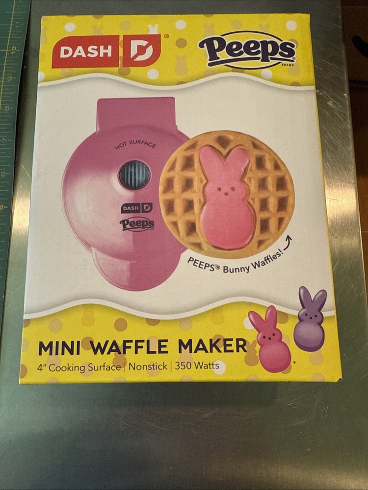 PEEPS x Bunny Mini Waffle Maker Dash Bunny Single Waffle New In Box-Never Used!