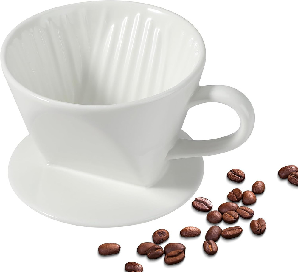 Ceramic Pour Over Coffee Maker Dripper with 3 Holes Flat Bottom