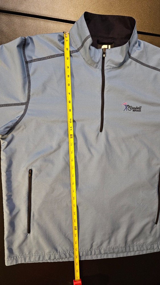 The Goodwill Bermuda Golf FootJoy 1/4 Zip Pullover Wind Jacket Mens L Blue