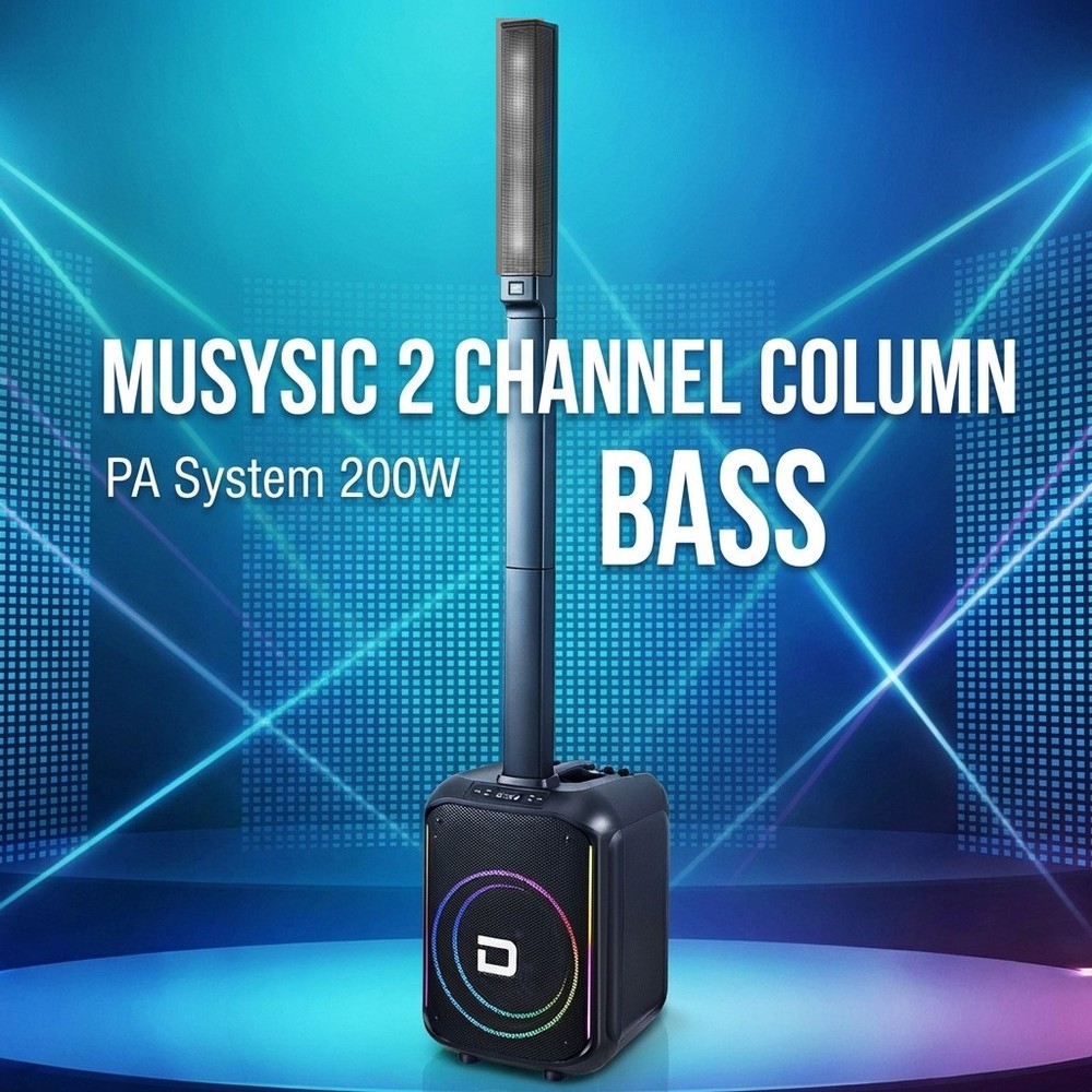 Powered Portable Column Array PA System Bluetooth Speaker with 12" Subwoofer NEW