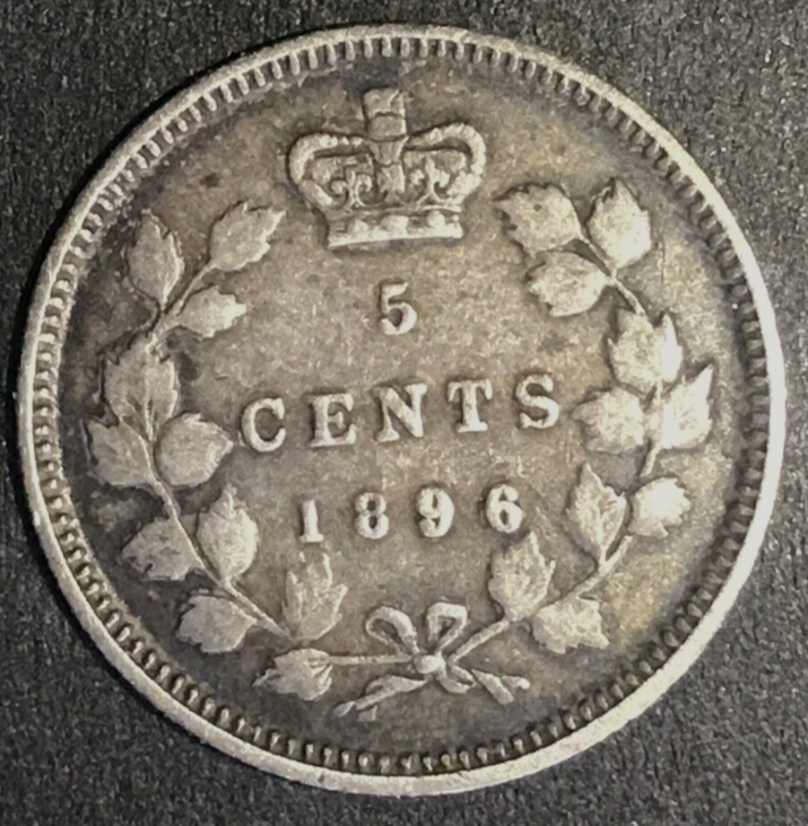 1896 CANADA 5 CENTS LARGE "96"