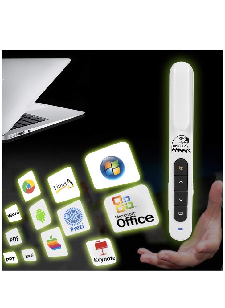 Presentation Clicker with Laser Pointer, Volume Control Wireless Presenter
