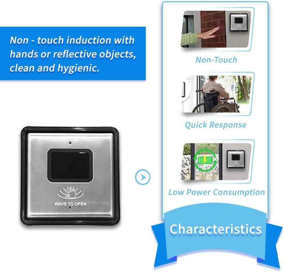 Olide Touchless Wired Wave Sensor to Open Switch for Automatic Door Opener