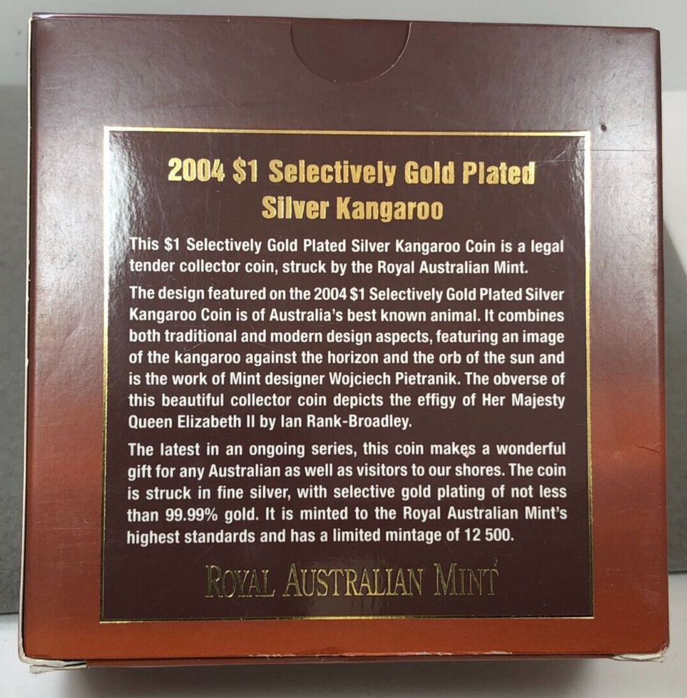 2004 $1 Selectively Gold-Plated Silver Kangaroo 1 Troy Ounce