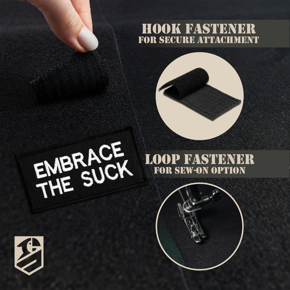 2Pcs Embrace The Suck Patch Set, Embroidered Hook and Loop