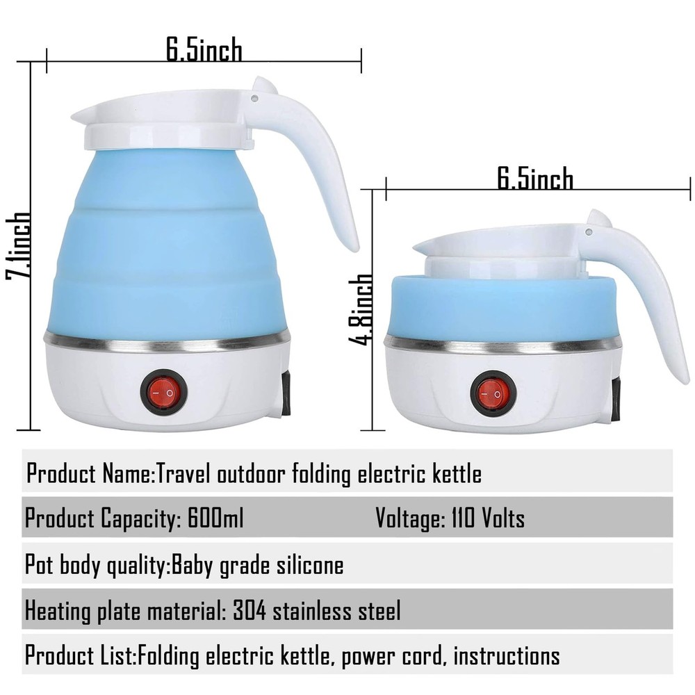 Travel Kettle Electric Small Foldable Portable Kettle,Silicone Collapsible He...