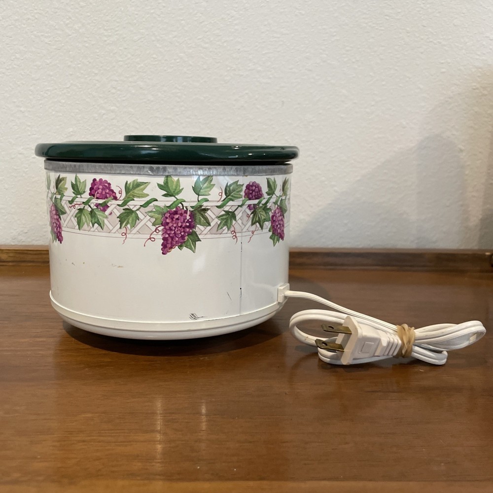 Vintage Rival Crock-Ette Grape Patterns Quart Slow-Cooker