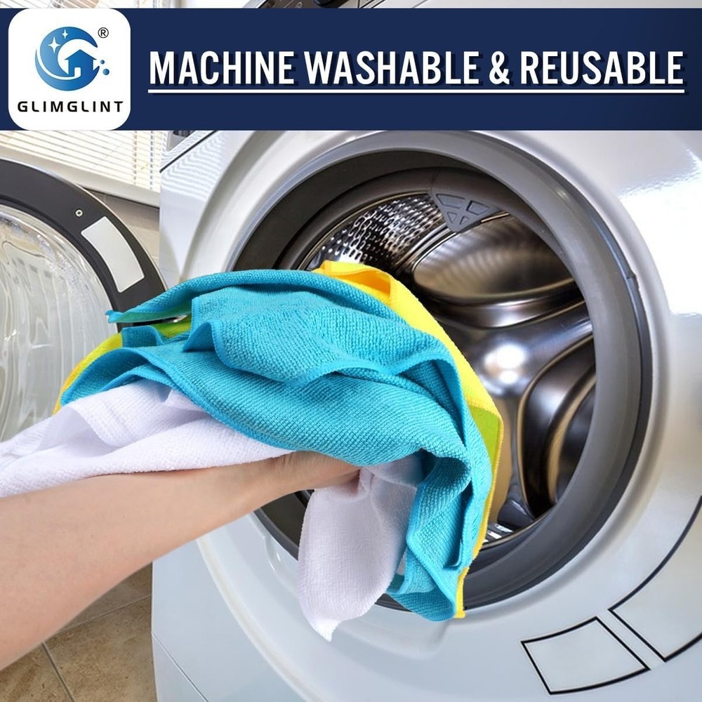 Eco-Friendly 12 Pack Microfiber Cleaning Rags - Multi-Surface, Machine Washable
