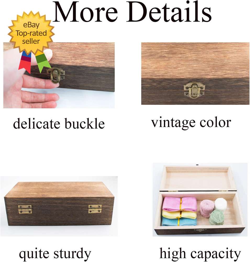 Wood Storage Box Lid Solid Wood Container Box Decorative Table Large Rectangular