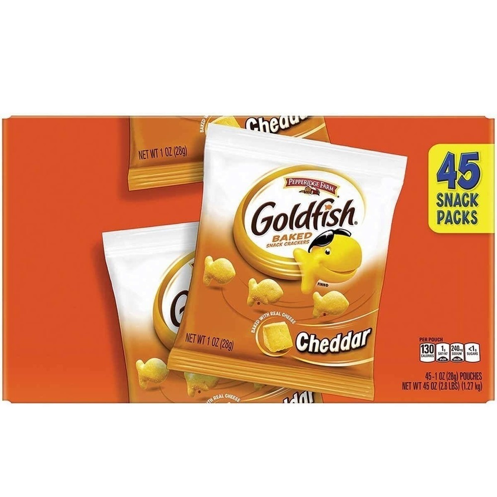 Pepperidge Farm Goldfish Crackers, Cheddar, 1oz, 45-count